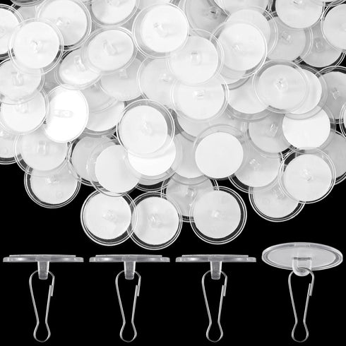 60 Pack Self-Adhesive Ceiling Hooks for Hanging, Damage-Free No-Drill Transparent Wall Hanger