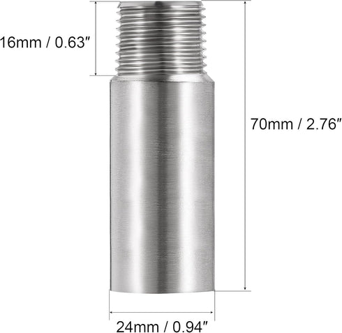 uxcell Shower Head Extension Arm, Stainless Steel 1/2PT Male to 1/2PT Female Thread 70mm Length Cast Pipe Fitting