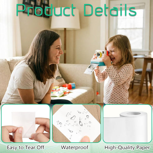 WATMTIN 10 57 25mm Rolls Mini Thermal Printer Sticker Paper, X Self-Adhesive Thermal Paper for Mini Pocket Printer Kids