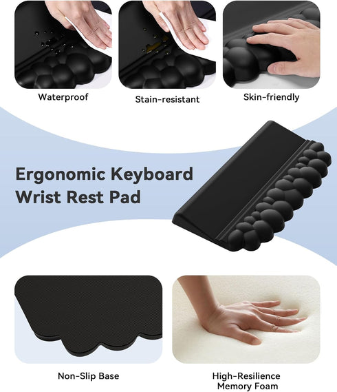 Laborio Cloud Wrist Rest for Keyboard and Mouse for Desktop, PU Leather Cloud Computer Keyboard Stand with Mouse Pad