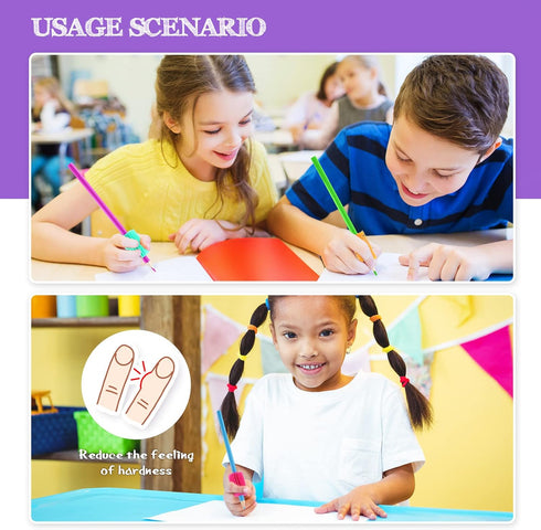 Chivao 25 Pcs Squishy Pencil Soft Grip for Kids Handwriting Grips for Pencils Colorful Cushioned for Adults Kids