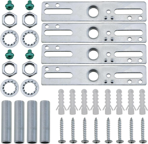 LUORNG 4 Sets 4 Inch Silver Pendant Light Plate Luminaire Mounting Bracket Kit