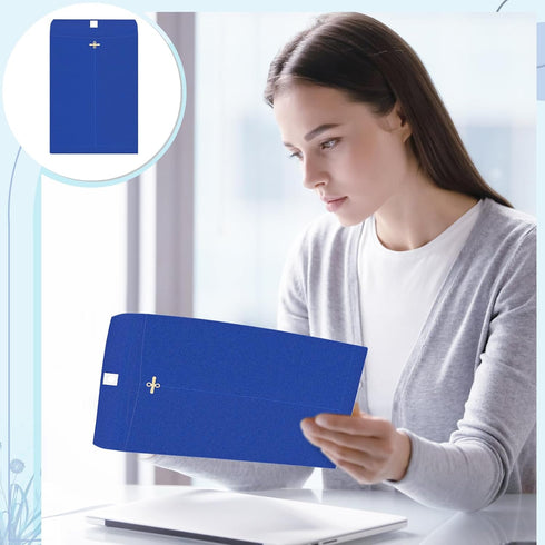 Geyee 100 Pcs Clasp Envelopes, Manilla Gummed Mailing Envelopes for Home Office, Dark Blue, 6 x 9 Inch