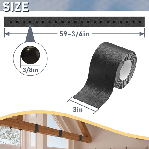 5ft Flamorrow Faux Wood Beam Strap, Ceiling Beams Strap, Self-Adhesive Decorative Leather Wood Beam Strap, Gap Hiding
