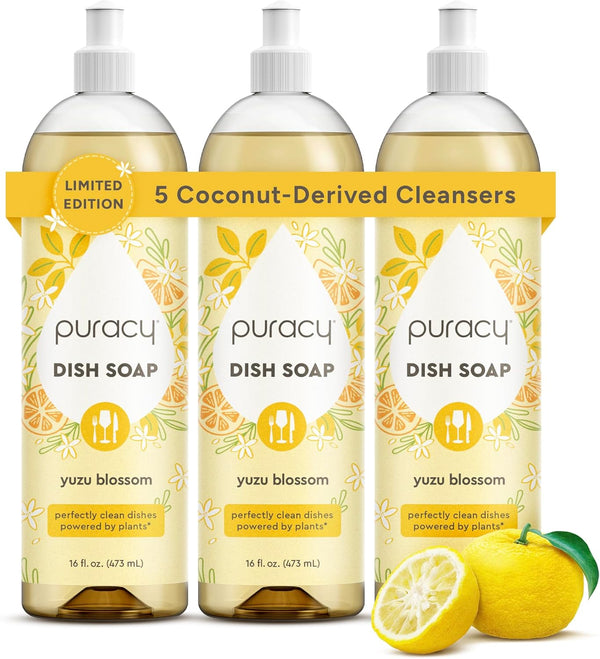 Puracy Natural Dish Soap - Skin-Softening Dishwashing Soap, Non-Toxic Dish Soap, Organic