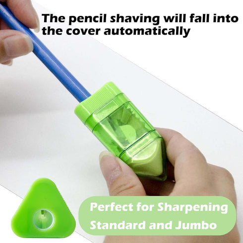 Alpurple 20 Eraser-2 1 PCS Manual Pencil Sharpener with in Single Hole Triangular Shape Handheld Crayon Sharpener