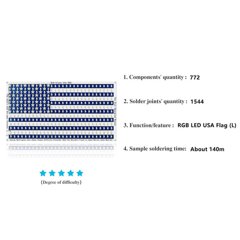 SMD Soldering Practice Kit, DIY American Flag Project, Solder Skill Training Learning Components