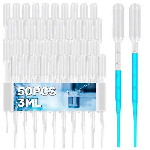 Disposable Pipettes Dropper 50pcs - 3ml Plastic Mini Transfer for Essential Oils