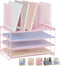 Desk Organizers and Accessories, 3-Tier Paper Organizer with 5 Vertical File Holders for Desk, Workspace Organization,