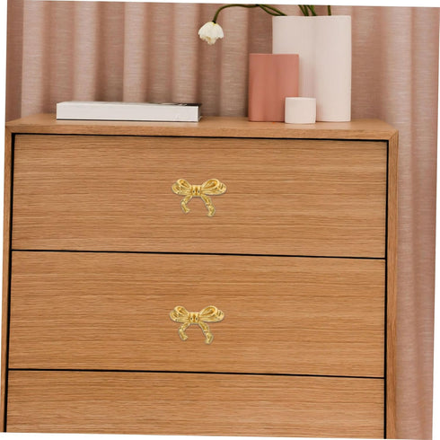 Bow Cabinet Handles Stylish Brass Pull Knobs for Wardrobes Shoe Cabinets Bedside Tables Decorative Bow Design Furniture