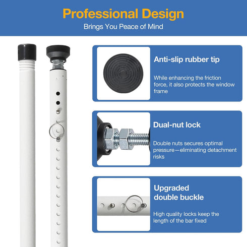 UIABOPZ 18"-50" Jammer, Sliding Door Security Bar, Adjustable Window Security Bars with Rubber Tips, Heavy Duty Door