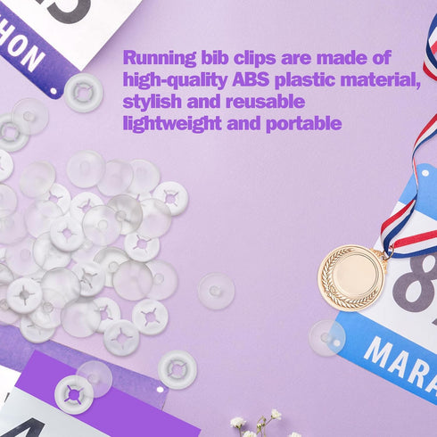 40P Coolrunner Running Bib Clips, Clear Race Number Buckle, Race bib Clips Fixing System Triathlon Race Bib Holder