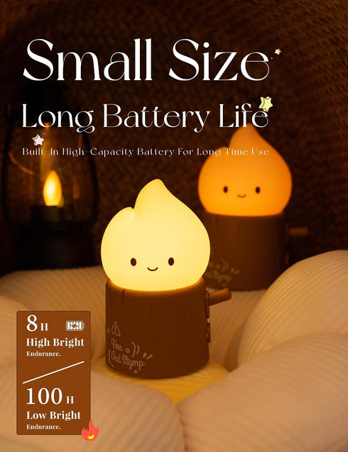 Emotional Support Flame Night Lamp, Fire with Positive Smile Candlelight Mood Light, Rechargeable Fake Candles