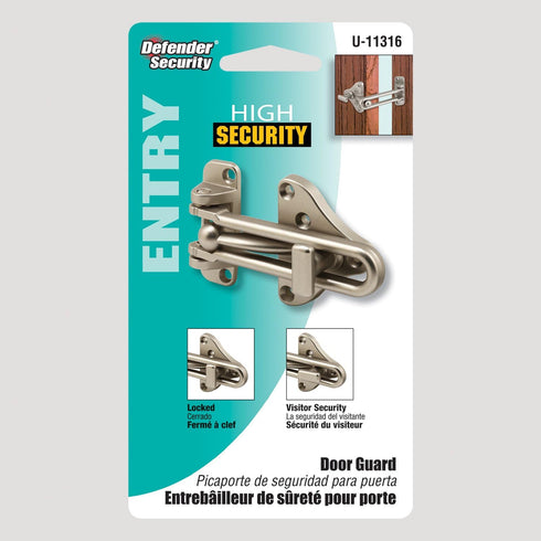 11316 Pack) Prime-Line U Swing Bar Door Guard With High Security Auxiliary Lock, Satin Nickel Finish (Single