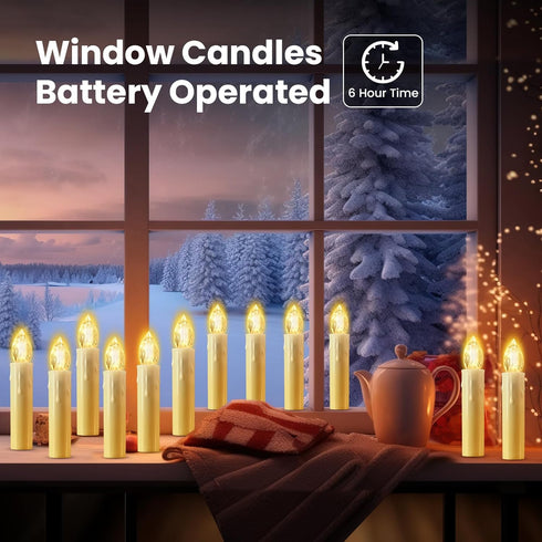 JOSU Flameless Candles Birthday Decor, 12PCS LED Flickering Lights Battery Operated with Remote Timer, Warm White for