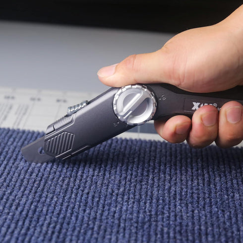 XW Retractable Carpet Knife, Heavy Duty Zinc Alloy with Twist-lock Design, Extra 5 Blades Included