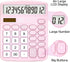 Deli Standard Function Desktop Calculator, 12 Digit LCD Display, Solar Battery Dual Power, Pink