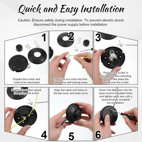 Exircy 2-Pack Floor Foot Switch, Round Black Inline Foot Pedal Switch Step-on-Button Switches for Floor Lamp On-Off