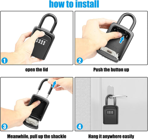 Lock Box, Diyife Key Lock Box for 5 Keys, Portable 4-Digit Combination Waterproof Key Safe for Home Garage Office (2