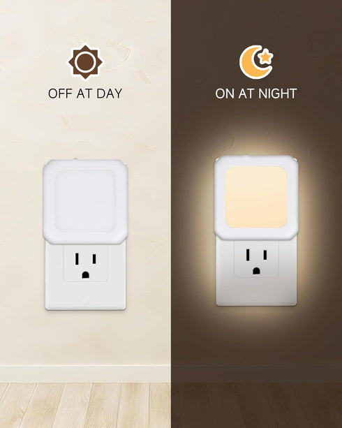 FONSHUKYY 2 Pack 3000K Night Light Plug in - Bedroom for Kids Baby Nursery Adjustable Brightness - Warm Lights LED Dusk