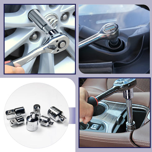 Set 6pcs, 1/4" 3/8" 1/2" Auniwaig Socket Adapter and Reducer SAE Drive Socket Adapter Kit, Square Ratchet Wrench Socket
