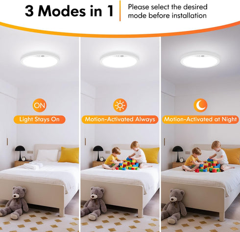 2 Pack 2700K/4000K/6500K 7 Inch 15W Closet Non-Dimmable Brightever Motion Sensor Ceiling Light Wired, Small LED Flush