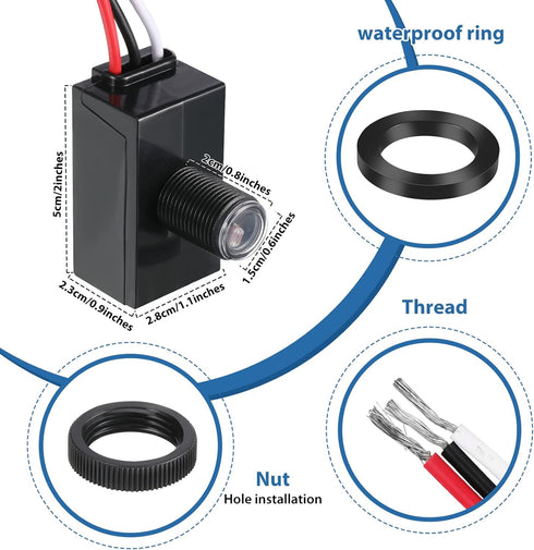 6 Packs 100-277V Flutesan Dusk to Dawn Sensor for Outdoor Lighting Photoelectric Switch Photocell Light Sensor for Most