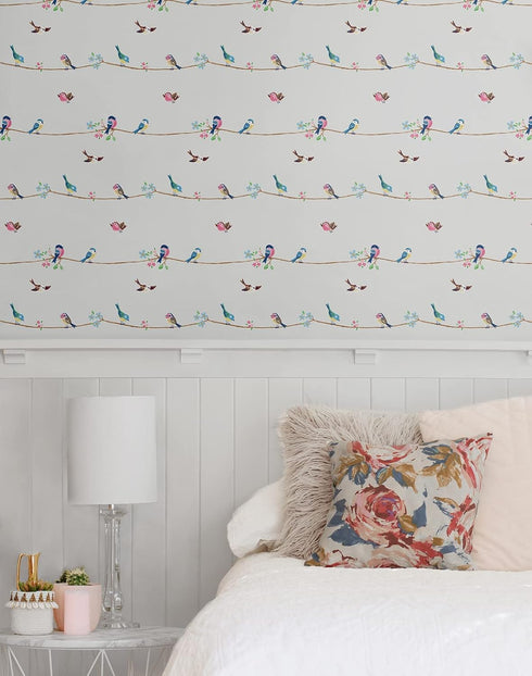 NextWall Colorful Sweet Tweet Peel and Stick Wallpaper