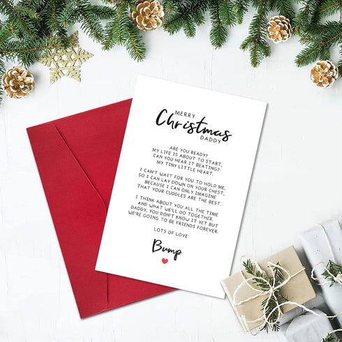 Daddy to be Poem Christmas Card with Envelopes, Funny Christmas Gifts for Dad, Unique Christmas Gift ideas for Daddy
