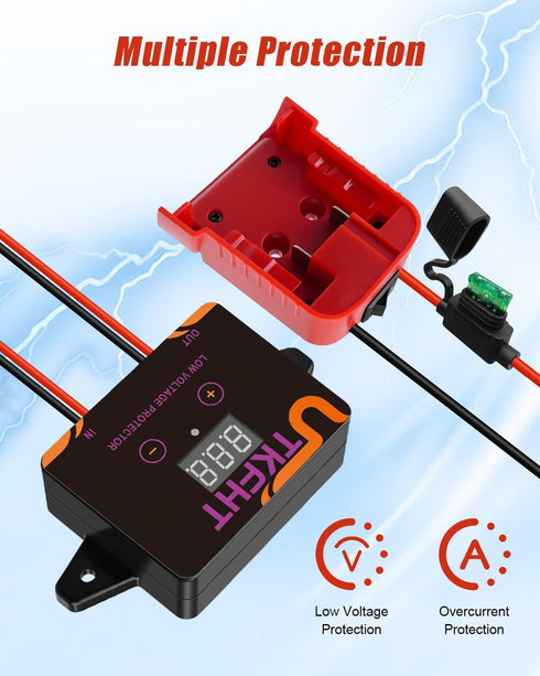 UTKFHT M18 18V Upgrade Power Wheel Adapter Kit Compatible with Milwaukee Battery with Voltage Regulator Fuse and Wire
