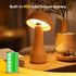 LONRISWAY 2 Pack Dimming,Night Wooden Mushroom Lamp, Portable Cordless Small Rechargeable Battery Operated