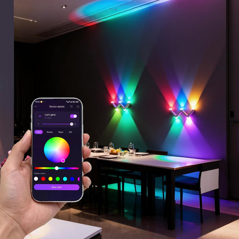 YEYIZU RGB Wall Light Multi-Colour Ambient Lighting,controllable via APP Modern Ambient Lighting,with Scene and Music