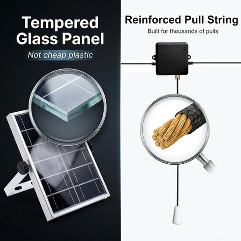 IP65 Sumaote Solar Shed Light Indoor Outdoor, Warm White & Cool White Pendant Light with Pull String, Waterproof Solar