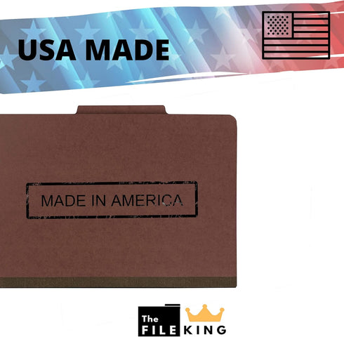 The File King Two Divider Legal Size Pressboard Classification File Folder, Brick Red | Box of 10 | 2” Expansion |