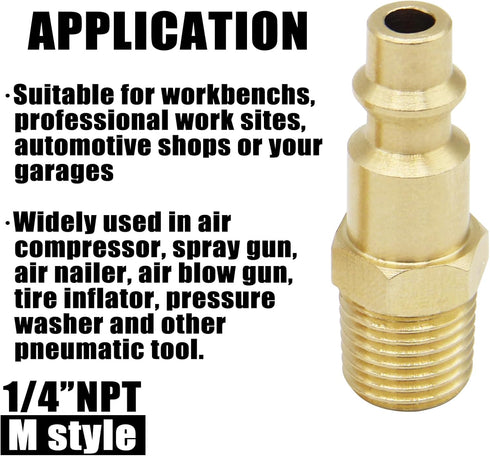 Air Hose Fittings 1/4 inch NPT Male Thread Air Plug, Quick Connect Fittings, 2 Piece