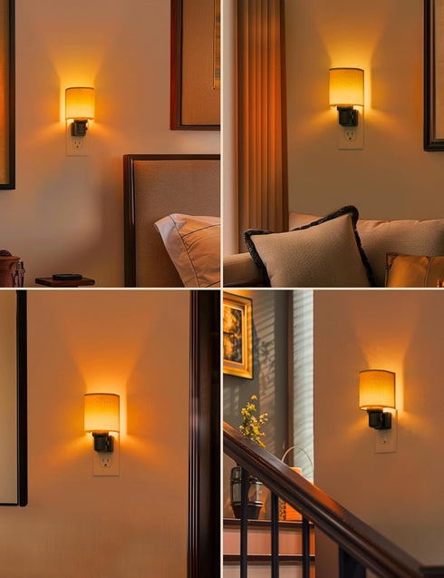 Dimmable, 2 Pack L LOHAS LED Amber Night Lights Plug into Wall, Plug in Night Light Farmhouse Decorative Nightlights