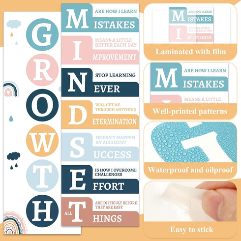 Growth Mindset Posters for Classroom Motivational Decorations Bulletin Board Banner Boho Rainbow Inspirational Posters