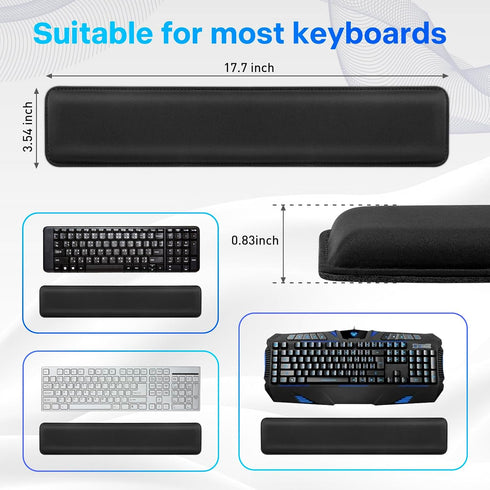 Yolanda Keyboard Wrist Rest/Pad, Cooling Gel, Stitched Edges, Ergonomic Keyboard Accessory, Black