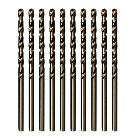 M35 5% Cobalt Jobber Drill Bits Set for Stainless Steel and Hard Metal, Steel (3/32 Inch, Pack of 10)