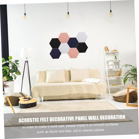 NUOBESTY 8pcs Felt Wall Stickers Acoustic Felt Panels Hexagon Cork Board Felt Hexagon Wall Tiles Felt Bulletin Board Decorative Pin Board Picture Colorful Stitching Cork Board Tiles by NUOBESTY