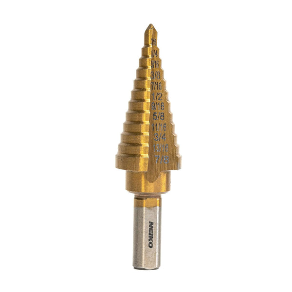 NEIKO 10185A High-Speed Alloy-Steel Titanium Step Drill Bit, 12 Step Sizes from 3/16 Inch to 7/8 Inch
