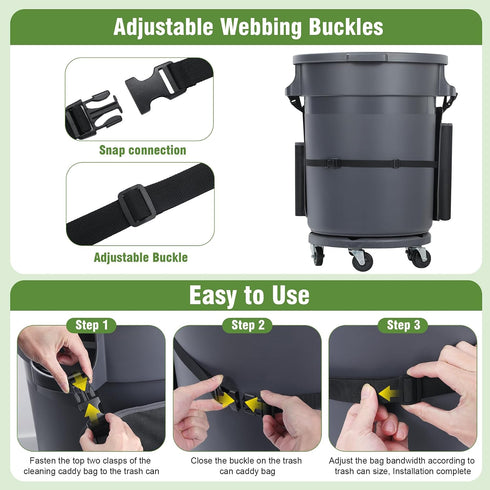 32-55 13 Commercial Duties(1PCS) Trash Can Caddy Bags Fit Gallon Garbage Bin, Garbage Bin Caddy Bag with Pockets