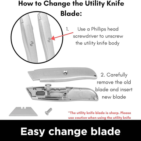 INTERNET'S BEST Premium Utility Knife Set - Retractable Box Cutter with Metal Handle & Extra Blades