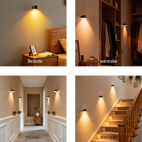 Generic 3 Dimmable 360 Sweden Wall Lamps with Remote, Color Temperatures, & Rotatable Magnetic Sconces for Bedroom