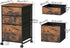 HOOBRO Vertical 3-Drawer Mobile File Cabinet, Rustic Brown Office Cabinet, Rolling Printer Stand, A4/Letter-Sized