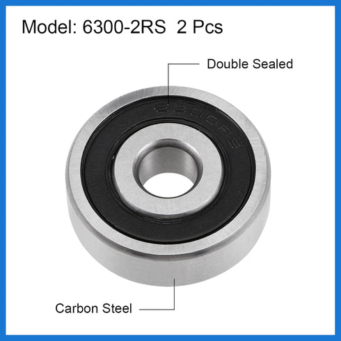 6300-2RS Deep Groove Ball Bearings Z2 10mmX 35mm X 11mm Double Shielded Carbon Steel (4 pcs)