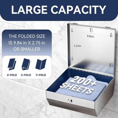 Commercial Paper Towel Dispenser Wall Mount Stainless Steel Hand Towel Dispenser Multifold C fold Hand Towel Dispenser