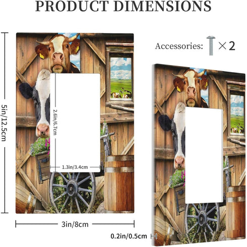 Farm Cow Single Rocker Light Switch Cover, Decorative Wall Plate for Farmhouse Country Home Decor