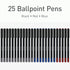 Pentonic Ballpoint Pens, 25 Count, Black, Red & Blue Ink, 0.7 mm Fine Point, Smooth Writing for Journaling