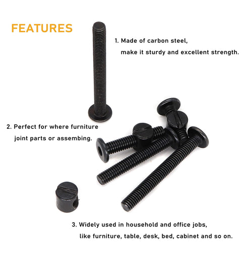 binifiMux 50pcs M6 20mm/ 30mm/ 40mm/ 50mm/ 60mm Crib Hardware Screws, x Black Hex Socket Cap Bolts Barrel Nuts